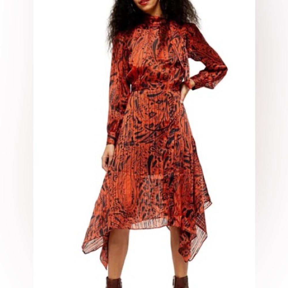 Topshop Paisley Print Handkerchief Hem Dress 6
